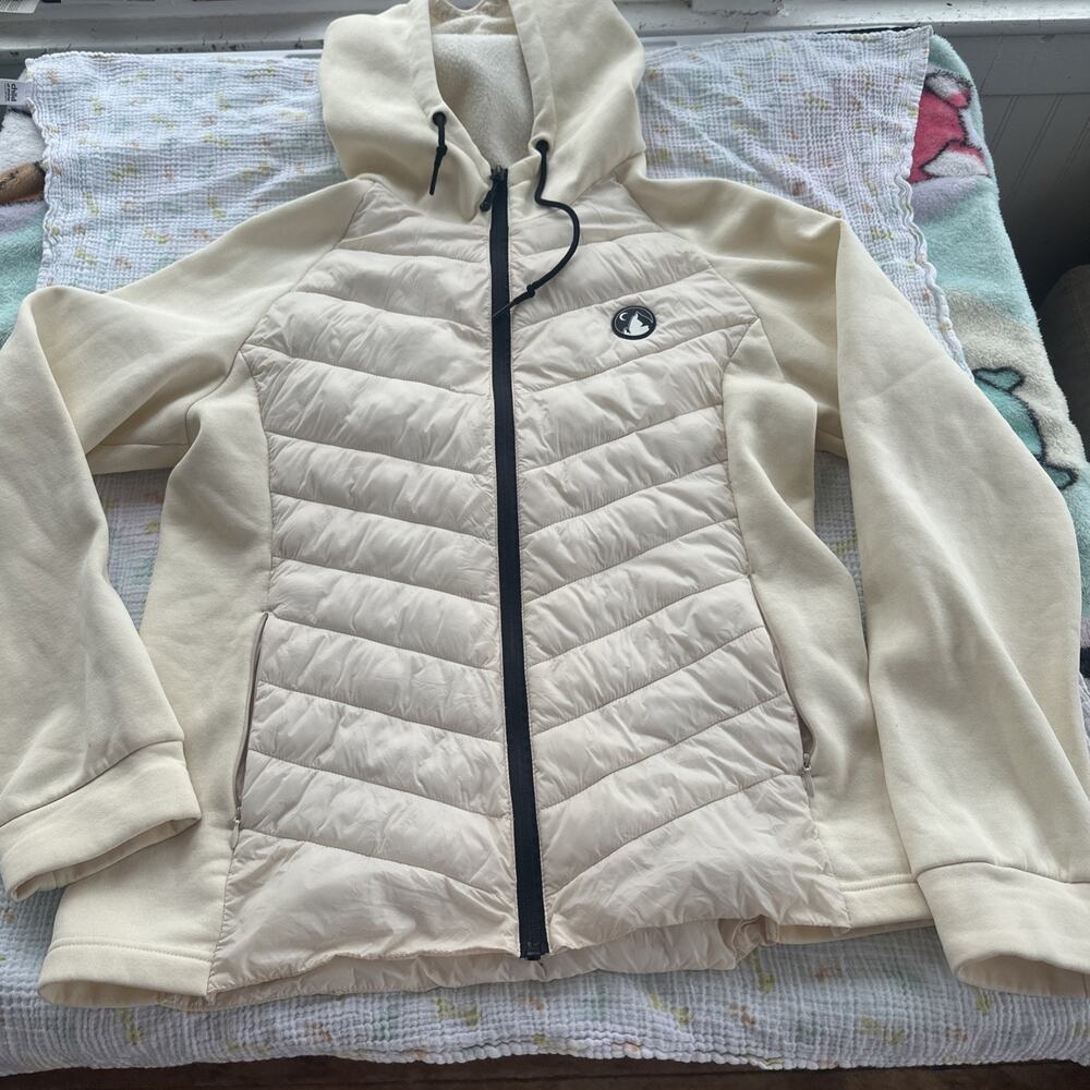 Zyia Active Cream Puffer Hooded Zip Up Sweatshirt Women’s XXL Light Jacket Coat